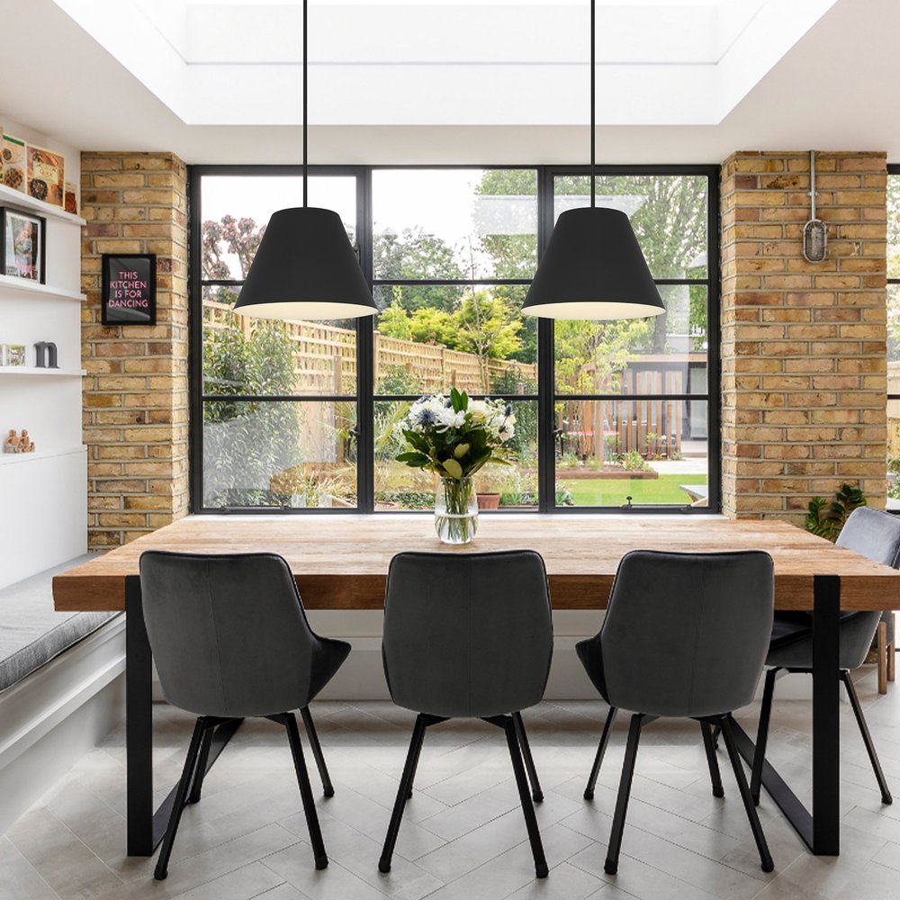 16" Black Aluminum Cone LED Dimmable Outdoor Pendent Hanging Light