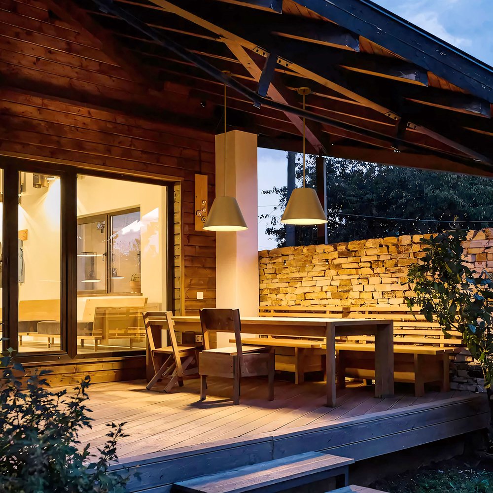 16" Antique Gold Aluminum Cone LED Dimmable Outdoor Pendent Hanging Light