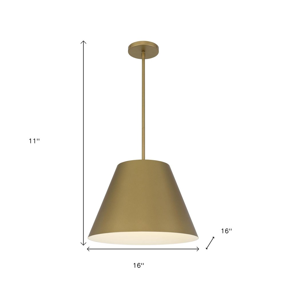 16" Antique Gold Aluminum Cone LED Dimmable Outdoor Pendent Hanging Light