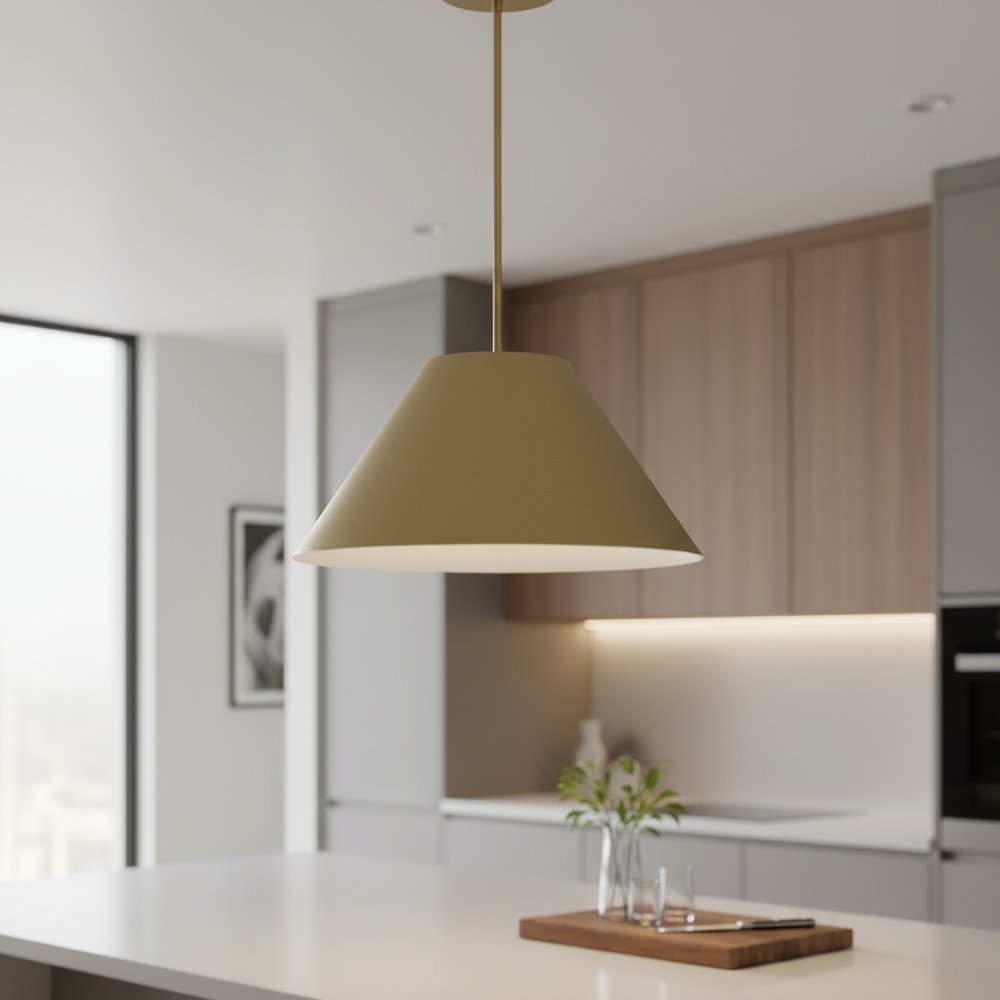 22" Antiqued Brass Aluminum Cone LED Dimmable Outdoor Pendent Hanging Light