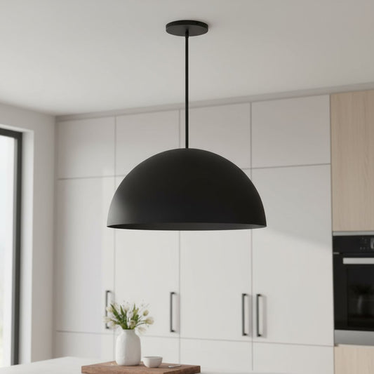 24" Black Aluminum Dome LED Dimmable Outdoor Pendent Hanging Light