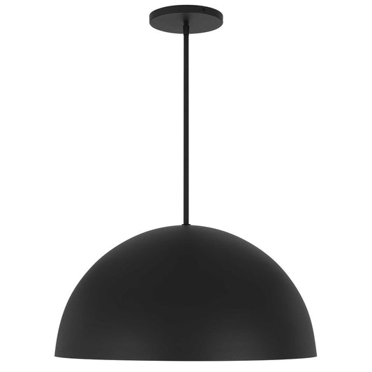 24" Black Aluminum Dome LED Dimmable Outdoor Pendent Hanging Light
