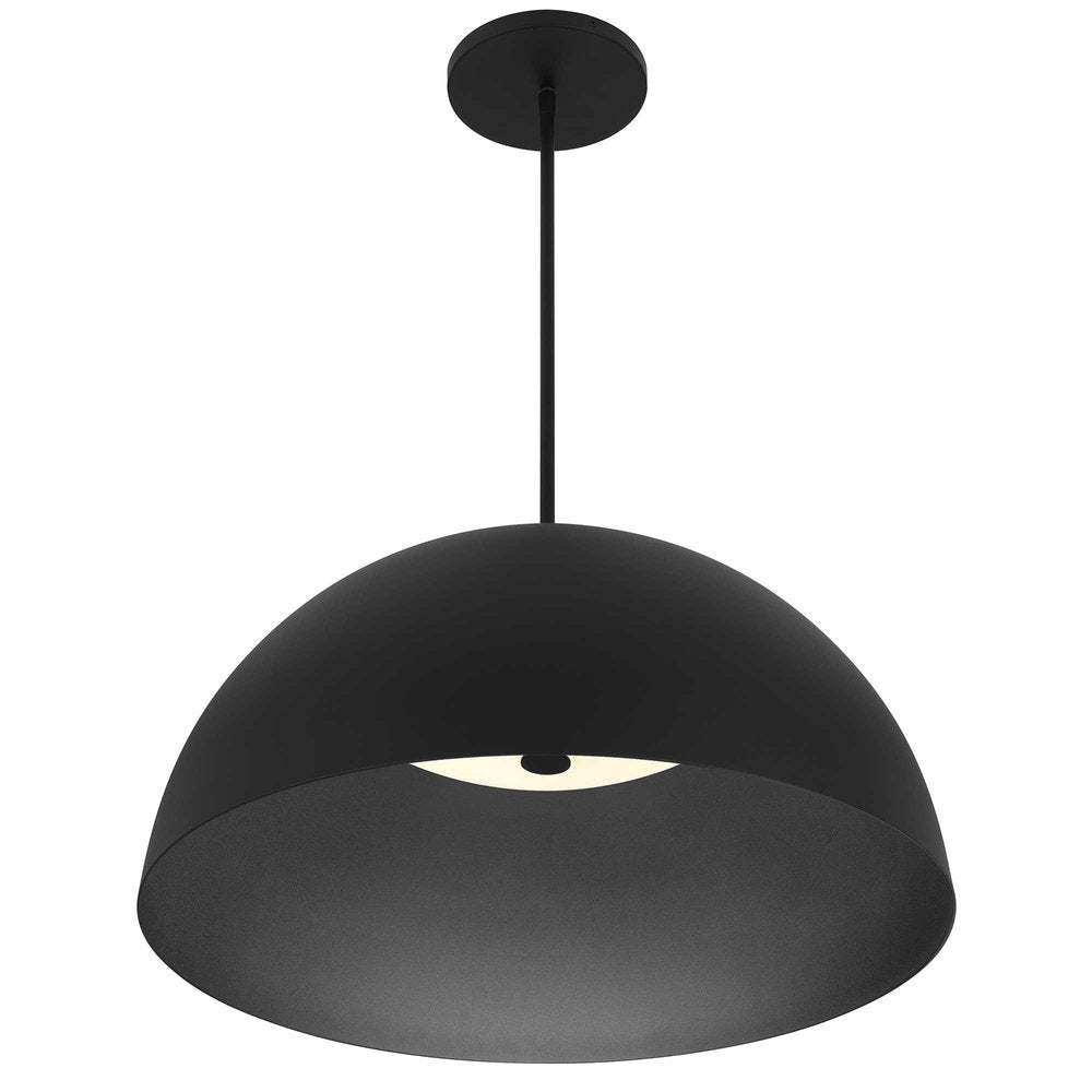 24" Black Aluminum Dome LED Dimmable Outdoor Pendent Hanging Light