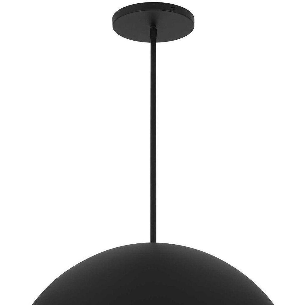 24" Black Aluminum Dome LED Dimmable Outdoor Pendent Hanging Light