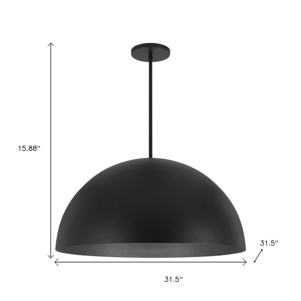 32" Black Aluminum Dome LED Dimmable Outdoor Pendent Hanging Light