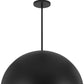 32" Black Aluminum Dome LED Dimmable Outdoor Pendent Hanging Light