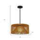 Natural And Black Rattan String And Metal LED Dimmable Outdoor Hanging Pendent Light