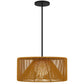 Natural And Black Rattan String And Metal LED Dimmable Outdoor Hanging Pendent Light