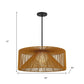 Natural And Black Rattan And Metal LED Dimmable Outdoor Hanging Pendent Light