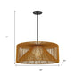Natural And Black Rattan And Metal LED Dimmable Outdoor Hanging Pendent Light