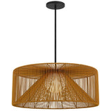 Natural And Black Rattan And Metal LED Dimmable Outdoor Hanging Pendent Light
