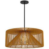 Natural And Black Rattan And Metal LED Dimmable Outdoor Hanging Pendent Light