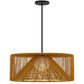 Natural And Black Rattan And Metal LED Dimmable Outdoor Hanging Pendent Light