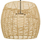 Natural And Black Rattan And Metal LED Dimmable Barrel Outdoor Hanging Pendent Light