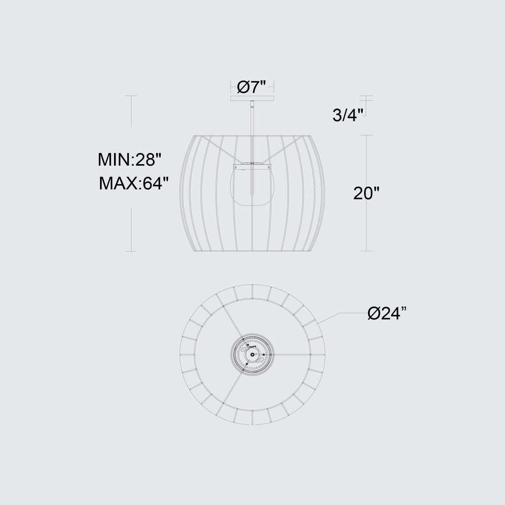 Natural And Black Rattan And Metal LED Dimmable Barrel Outdoor Hanging Pendent Light