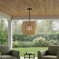 Natural And Black Rattan And Metal LED Dimmable Barrel Outdoor Hanging Pendent Light