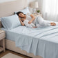 Four Piece Light Blue Cotton King Sheet Set