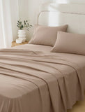 Four Piece Light Brown Cotton King Sheet Set