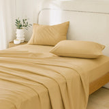 Three Piece Gold Cotton Twin XL Sheet Set