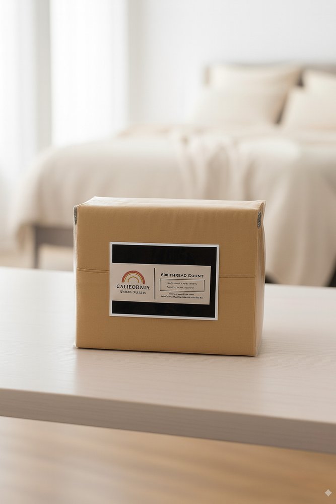 Three Piece Gold Cotton Twin XL Sheet Set