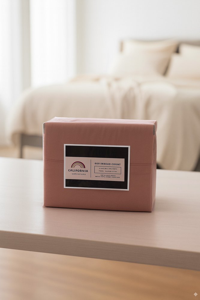 Four Piece Pink Cotton King Sheet Set