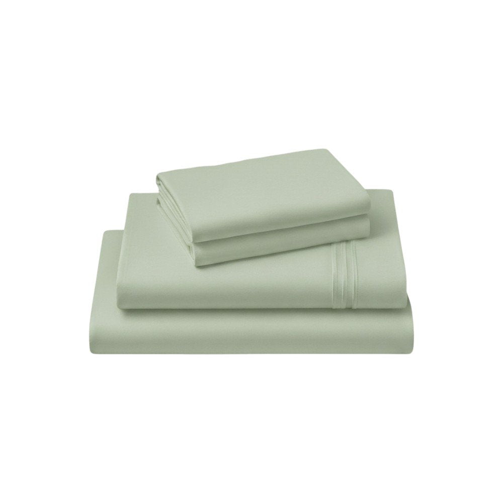 Four Piece Sage Cotton Queen Sheet Set
