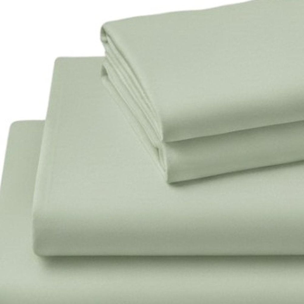 Four Piece Sage Cotton Queen Sheet Set