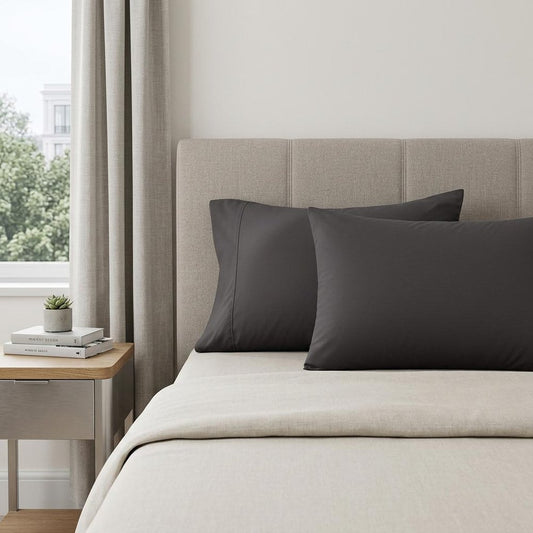 Charcoal Cotton Queen Pillowcases