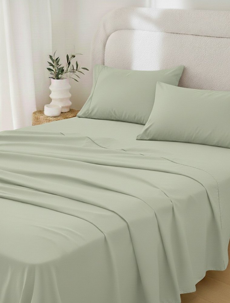 Sage Cotton King Pillowcases