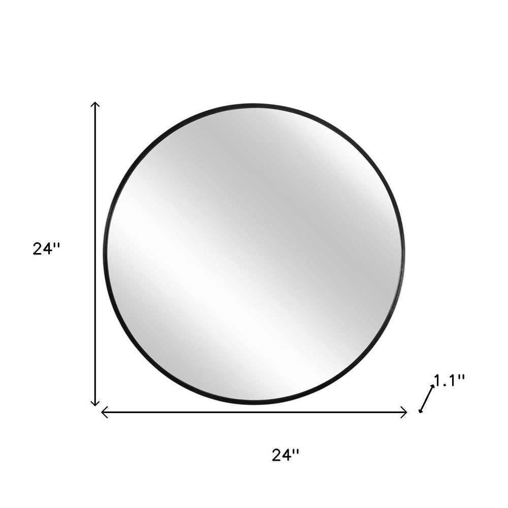 24" Black Round Framed Accent Mirror