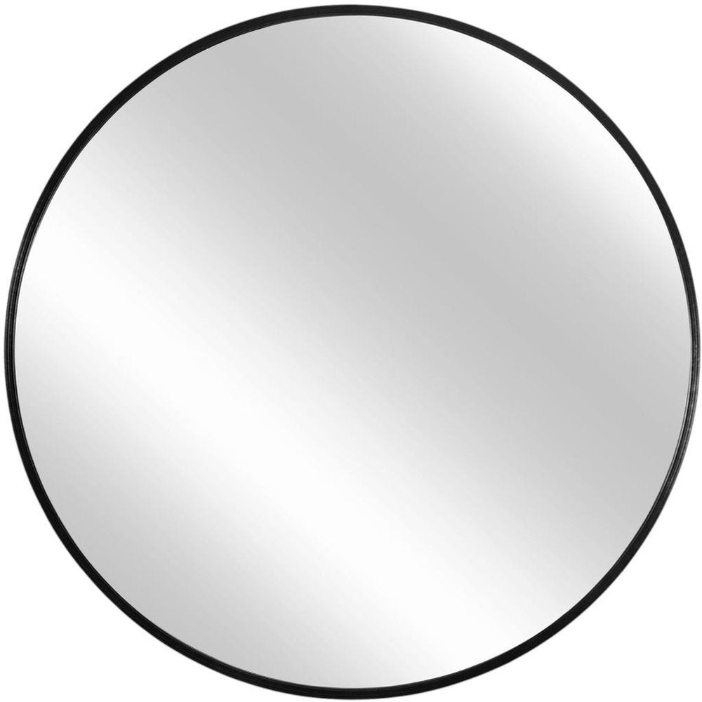 24" Black Round Framed Accent Mirror