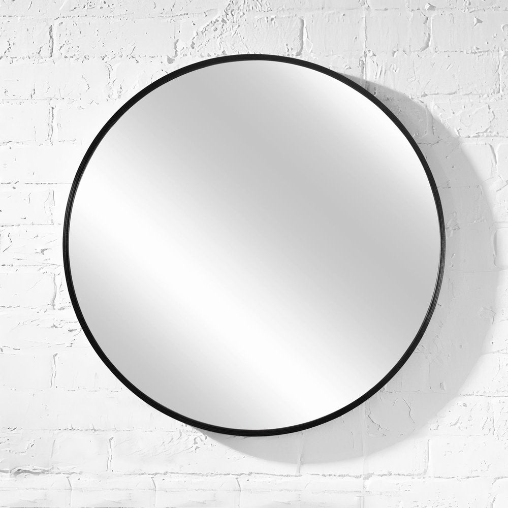 24" Black Round Framed Accent Mirror
