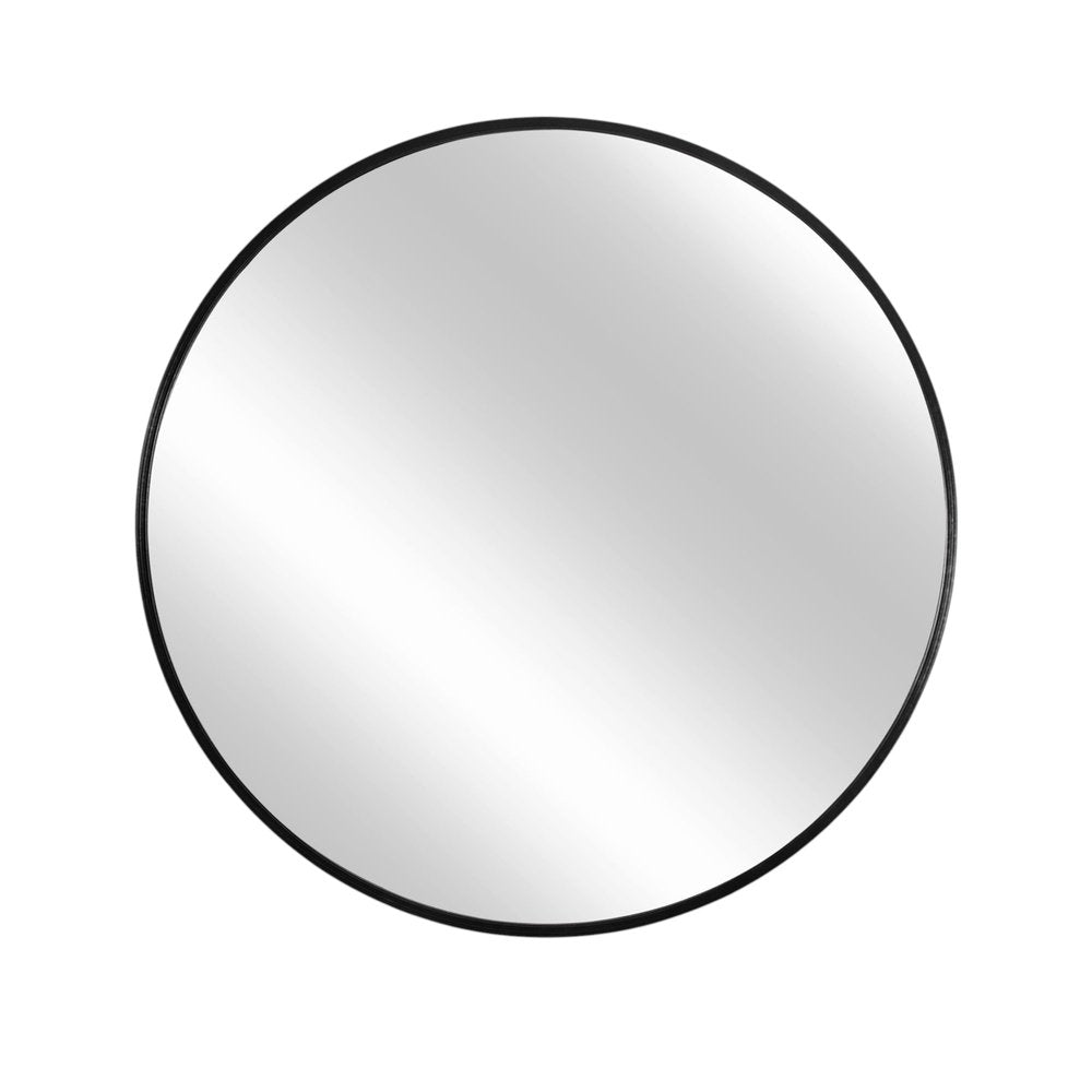 24" Black Round Framed Accent Mirror