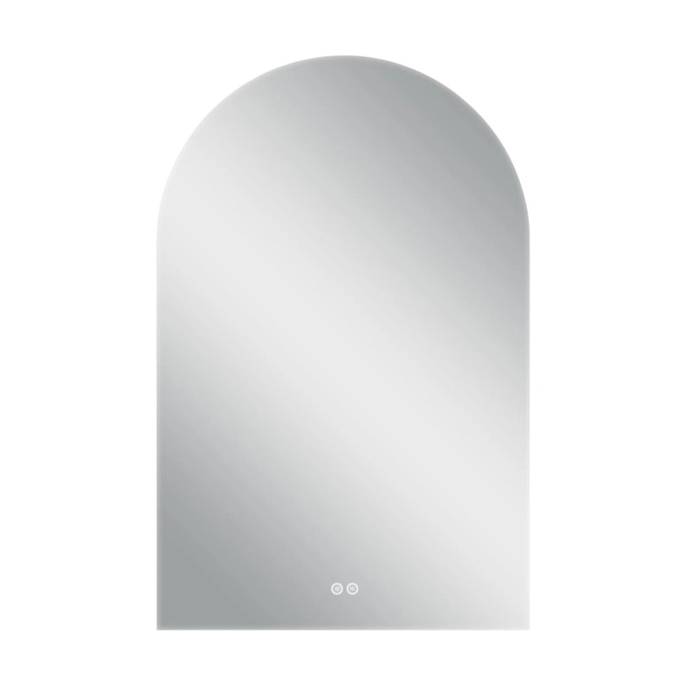 38" White Arch Lighted Frameless Bathroom Vanity Mirror
