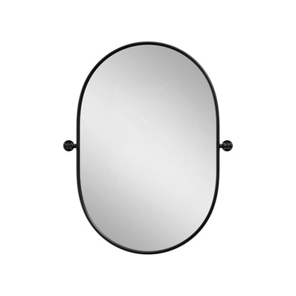 32" Black Aluminum Oval Adjustable Tilting Framed Accent Mirror