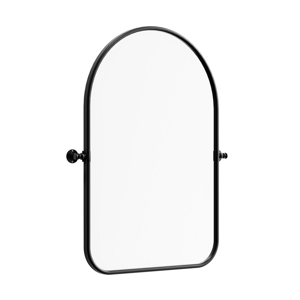 36" Black Metal Arch Framed Accent Mirror