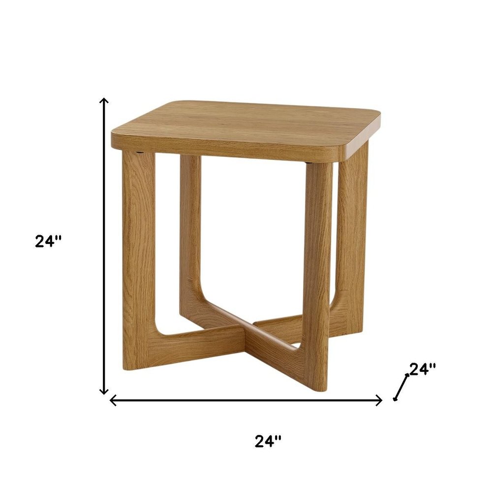 24" Natural Wood Square Cross Legs End Table