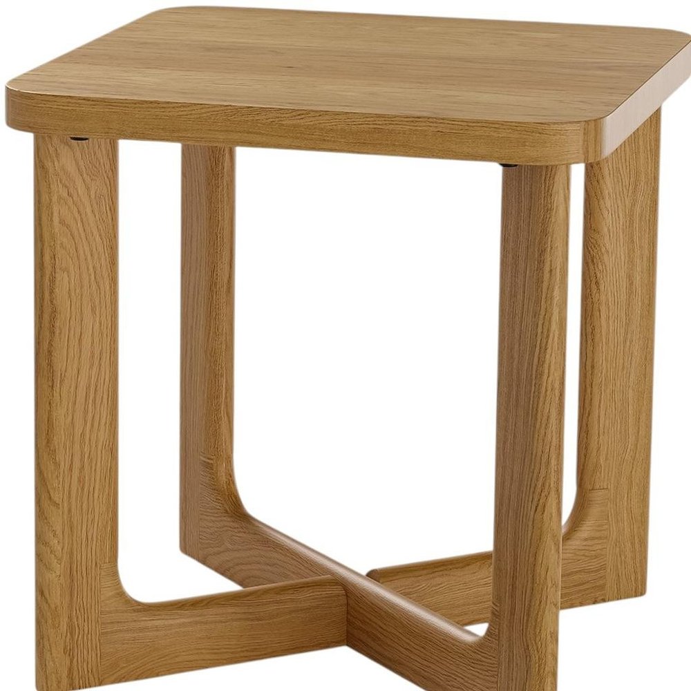 24" Natural Wood Square Cross Legs End Table