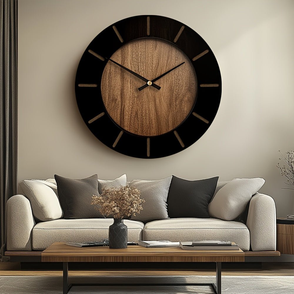 18" Brown Silent Analog Round Wall Clock