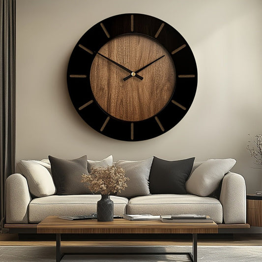18" Brown Silent Analog Round Wall Clock
