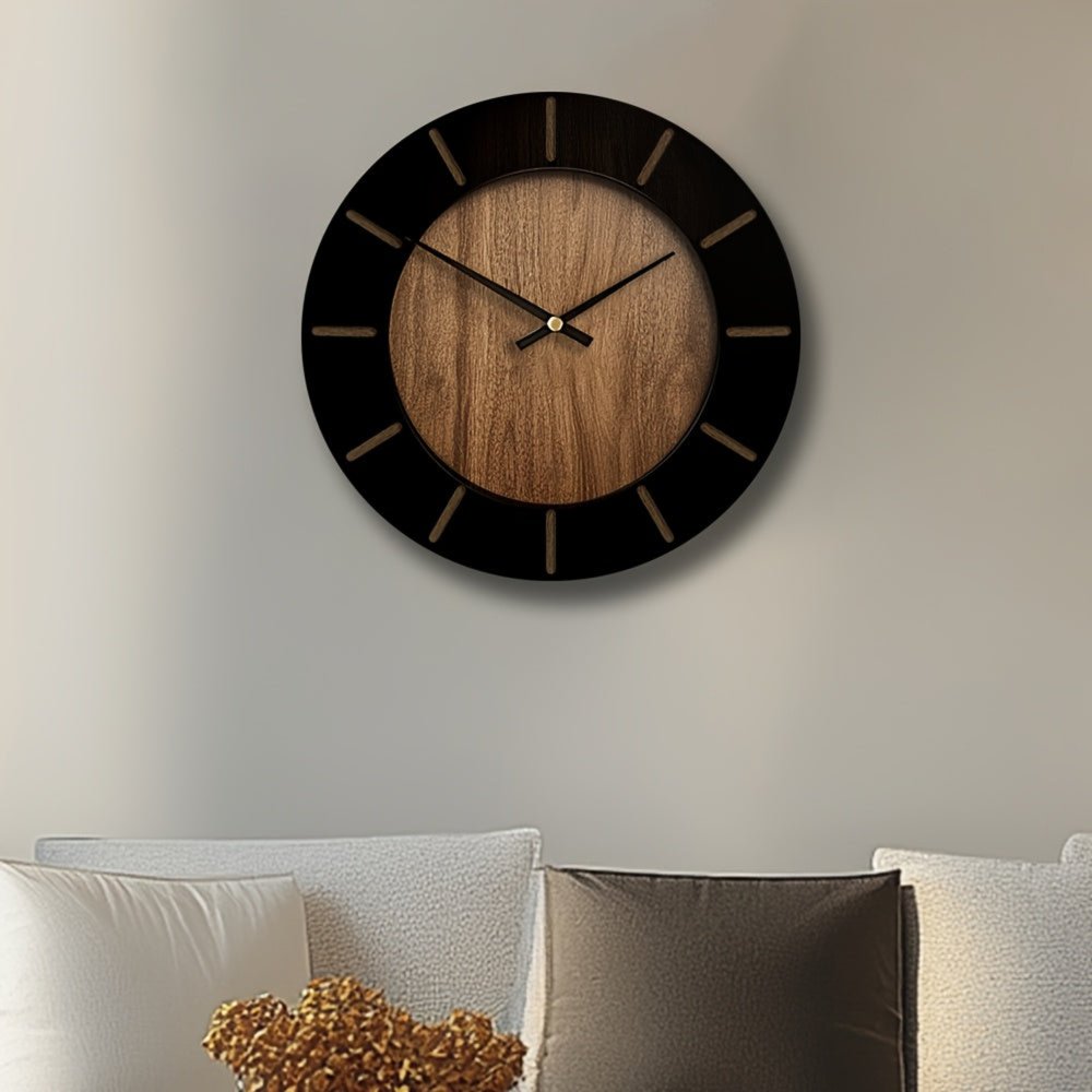 18" Brown Silent Analog Round Wall Clock
