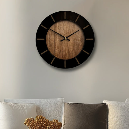 18" Brown Silent Analog Round Wall Clock
