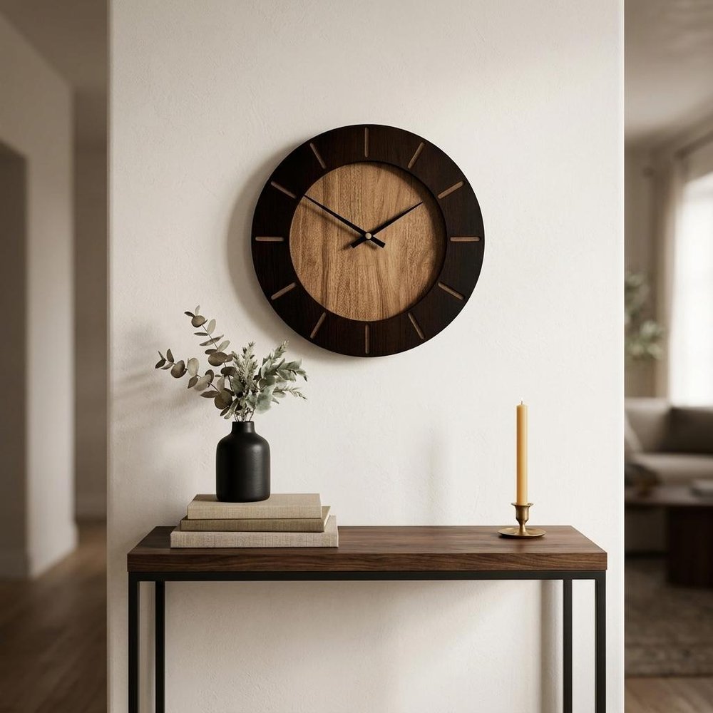 18" Brown Silent Analog Round Wall Clock