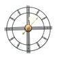 24" Beige Black And Brown Silent Analog Round Wall Clock