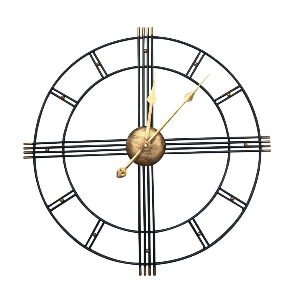 24" Beige Black And Brown Silent Analog Round Wall Clock