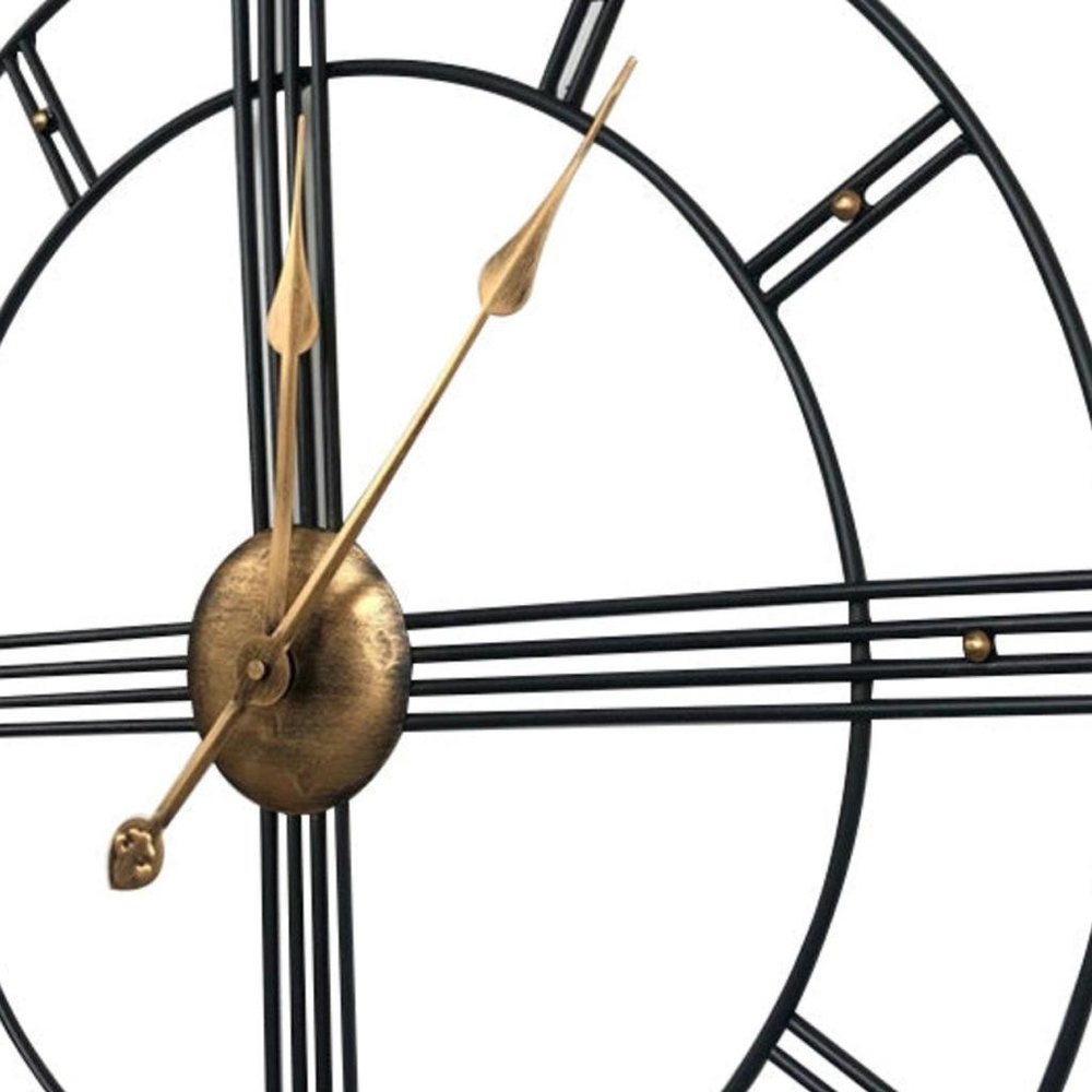 24" Beige Black And Brown Silent Analog Round Wall Clock