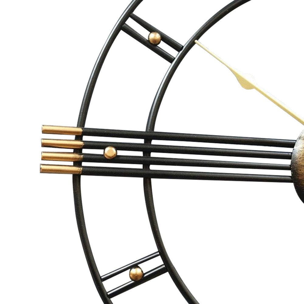 24" Beige Black And Brown Silent Analog Round Wall Clock