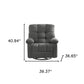 39" Gray Tufted Chenille Heated Massage Swivel Rocker Recliner With USB