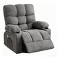 39" Gray Tufted Chenille Heated Massage Manual Rocker And Swivel Recliner With USB