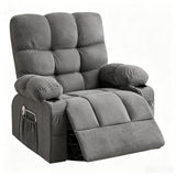 39" Gray Tufted Chenille Heated Massage Manual Rocker And Swivel Recliner With USB